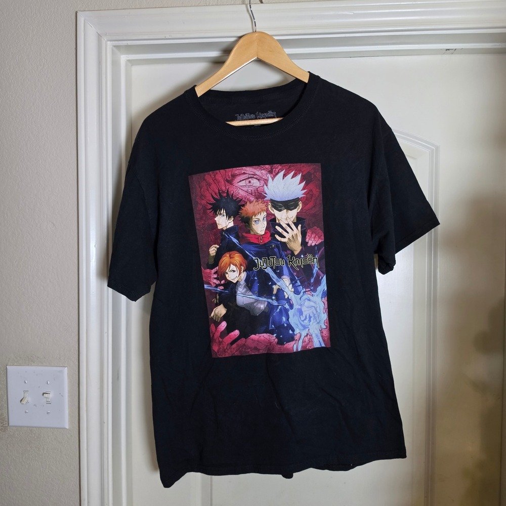Jujutsu Kaisen Mens Large Black Graphic T-Shirt Crunchyroll Anime Gojo‎ Itadori